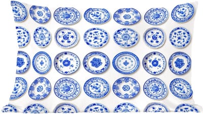 Sierkussens - Kussentjes Woonkamer - 60x40 cm - Borden - Bloemen - Patroon - Blauw