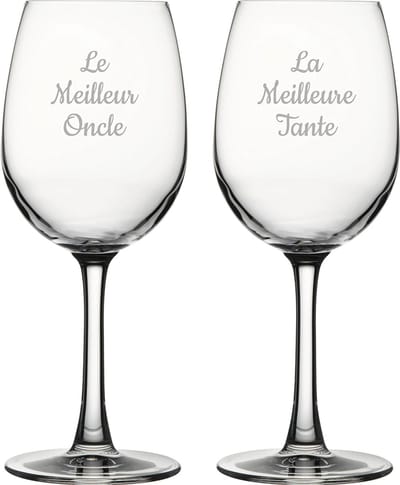 Witte wijnglas gegraveerd - 36cl - Le Meilleur Oncle & La Meilleure Tante