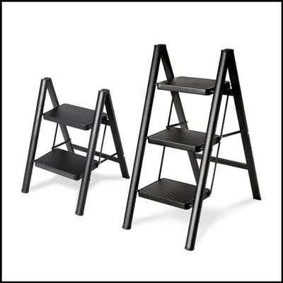 Opvouwbare Opstapladder - Antislip Huishoudtrap - Compact Inklapbaar Ontwerp - Stalen Constructie - Hoog Draagvermogen