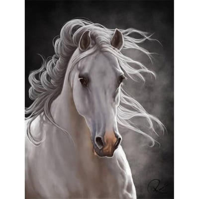 Peinture diamant thème cheval complet 5d, mosaïque d'animaux, broderie en résine, perceuse faite à la main 20X30CM gray