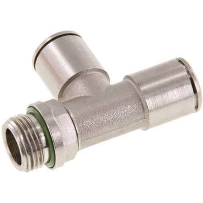 12mm x G3/8'' rechte hoek T-stuk Messing Insteekfitting Buitendraad Draaibaar FKM