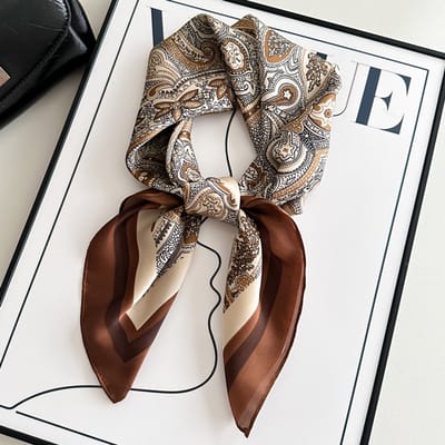 Dames Sjaal - Sjaals - Stola - Vierkante doek - Elegant Stijlvol Dames haar sjaal - Satijn zijde - Hals sjaaltje - Sjaaltje Satijn - Neksjaaltje - Omslagdoek Modesjaals - Neksjaal - Klein Sjaaltje -Donghuang retro cashew bloemen - Mica-70*70CM