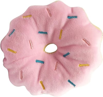 Hondenspeelgoed Donut - Kauwspeeltje Pluche - Honden Vermaak - Ingebouwd Geluid - 10 cm Breedte - Roze