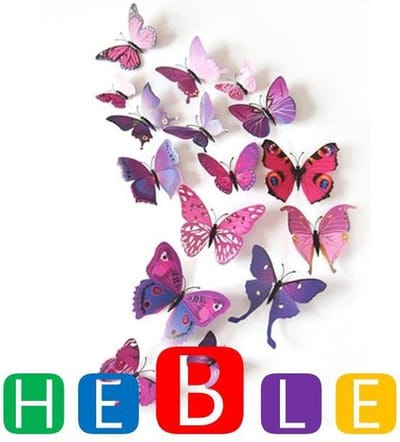 3D Vlinder stickers/magneten | Wanddecoratie voor kinderkamer/toilet/koelkast etc | Paarse vlinders met magneet