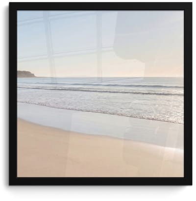 Poster in lijst - Fotolijst 40x40 cm - Posters - Zee - Zon - Zand - Posterlijst zwart - Decoratie - Wanddecoratie woonkamer - Muurdecoratie slaapkamer