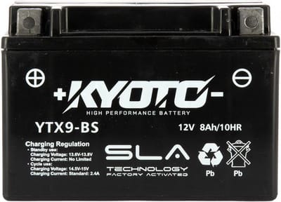 accu sla kyoto voor moto triumph 675 street triple rx 2015 à 2017 ytx9-bs sla / 12v 8ah nieuw