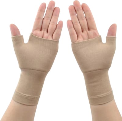 Winkrs Compressie handschoenen - Vingerloos - Beige - maat M (dames) - blessure
