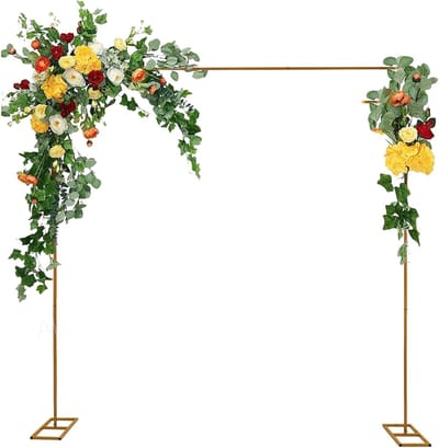 Bloemenboog Tuin - Metaal Priëel - Decoratie Bruiloft - Verstelbare Hoogte - 2 Bodems - Goudkleurig
