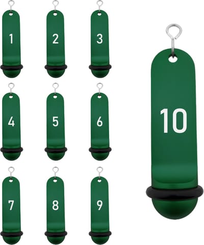 CombiCraft Big Classic Groen aluminium hotel sleutelhanger met witte gravering 1 t/m 10 - 105 x 30 mm