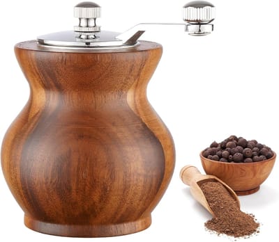 Pepper Grinder Handmatige Houten Pepermolen Handslinger Zoutmolen met Verstelbare Grofheid voor Peper, Zeezout, Kruidnagel, Sesam