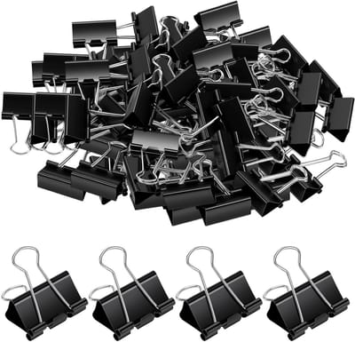Metalen vouwclips 32 mm - 156 stuks zwarte ringbandclips voor documenten, notities en papierorganizer