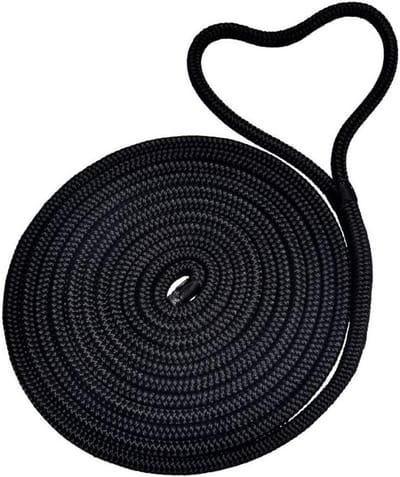 Nylon Bootlijn - Meertouw Ankerlijn - Watersport Gebruik - Dubbelvlochten Structuur - 1/2 Inch X 20 Voet - Zwart