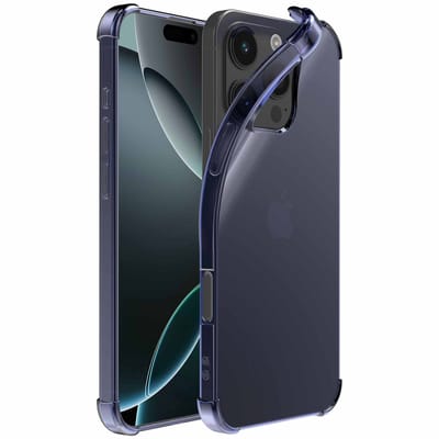 Geschikt voor iPhone 16 Pro Telefoonhoesje Doorzichtig Siliconen met Bumper Stootrand - Shockproof Back Cover Case - Donkerblauw - ProtX