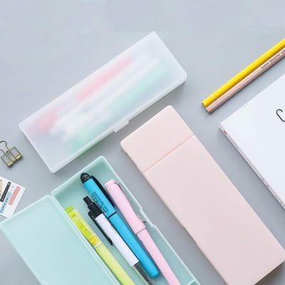Dailygoods- Etui Klein - Pennendoos - Organizer Schoolbenodigdheden - Kunststof - Lichtgewicht - Semi-transparant 21 x 7 x 2,5 cm
