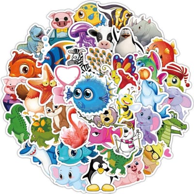 50 schattige dieren stickers - Schattige stickers voor kinderen - Stickers voor laptop, muur, journal, etc.