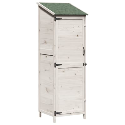 vidaXL - Tuin - Shed - met - dak - Wit - 59,5 - x - 56 - x - 176,5 - cm - Massief - Vurenhout
