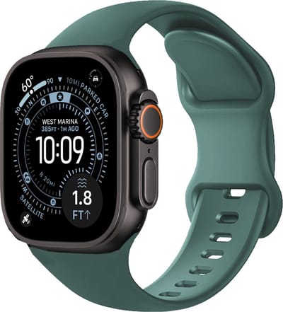 Siliconen Bandje Geschikt voor Apple Watch Ultra 1, 2, 3 (49 mm) Bandje Siliconen - Horloge Band Verstelbaar Polsband - Donkergroen