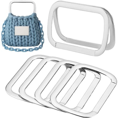 Dailygoods- Tasgreep Set van 6 Stuks - Zilveren Handgrepen - Metalen Handvat - Rechthoekige Vervangingen - Hoogwaardige Legering - 9,4 x 6,2 cm