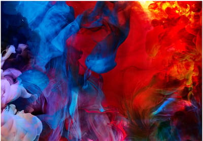 Fotobehangkoning - Behang - Vliesbehang - Fotobehang Kleurrijke Kunst - Schilderij - Abstract - Velle Kleuren -  Colored flames - 400 x 280 cm