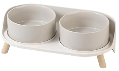 Verhoogde hondenvoerbak - Dubbele voerbak - Comfortabel eten - Spatbescherming - 2x 850 ml - Wit