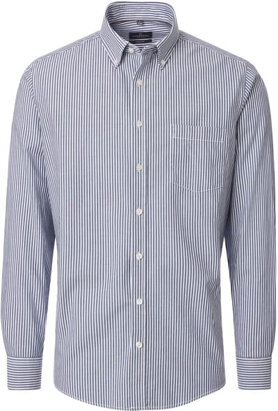 CASA MODA Sport casual fit overhemd - Oxford - lichtblauw gestreept - Strijkvriendelijk - Boordmaat: 39 - 40