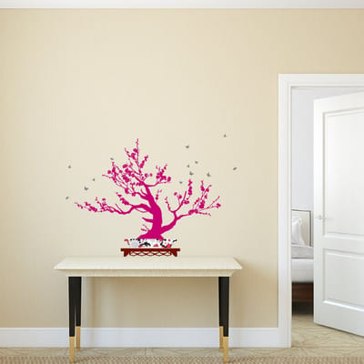 Decoratieve muurstickers met bonsaiboommotief