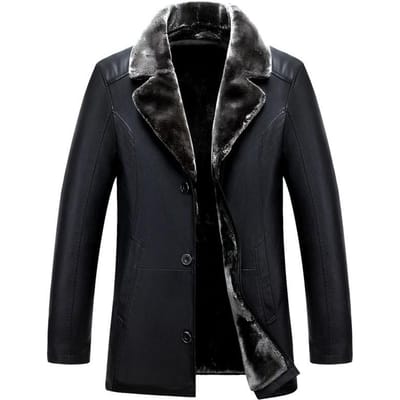 Winter PU Bont Heren Winter Revers Verdikte Jas Heren Zakelijk Leren Jas XXXXXL