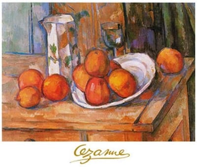 Kunstdruk Paul Cézanne - Bricco, bicchiere e piatto 80x60cm