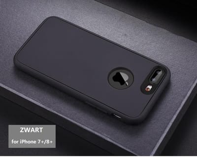 360-graden Frosting TPU Beschermhoesje Set voor iPhone 8 Plus / 7 Plus _ Zwart