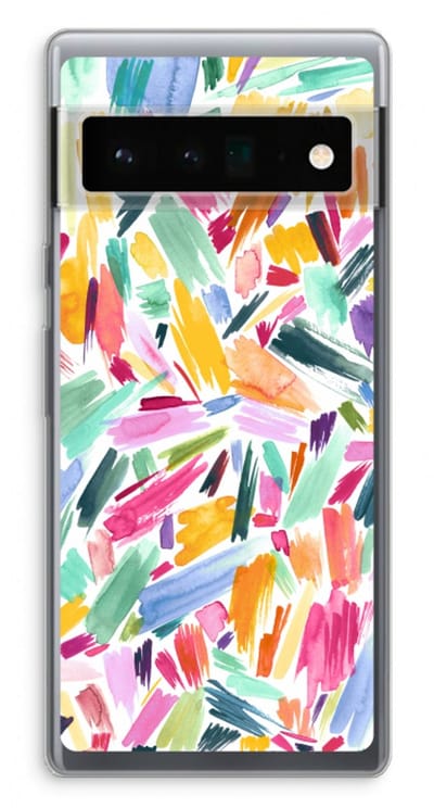 Case Company® - Hoesje geschikt voor Google Pixel 6 Pro hoesje - Watercolor Brushstrokes - Soft Cover Telefoonhoesje - Bescherming aan alle Kanten en Schermrand