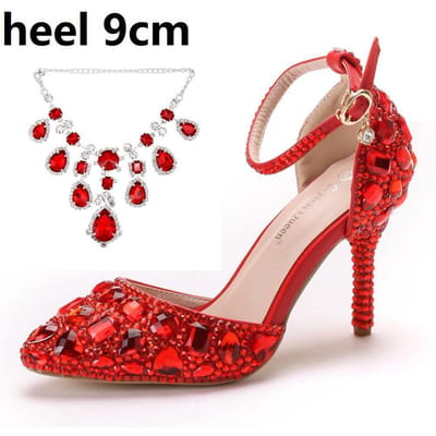 Grote Maat Kwast Strass Bruidsschoenen 9 Dunne Hak Puntige Sandalen Luxe Strass Bruidsschoenen 41 beige