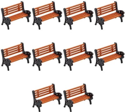 Dailygoods- Parkbank 10 Stuks - Model Treinbank - Schaal 1:87 - Tuin/Straat Decoratie - Hoogwaardige Materialen - Realistische Kleuren - Modelbank