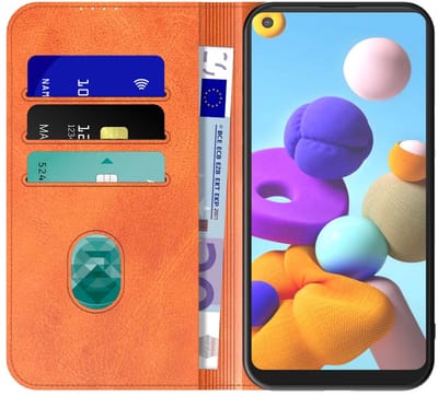 Geschikt voor Samsung Galaxy A21 Telefoonhoesje Bruin Kunstleer Met Magnetische Sluiting - Portemonnee BookCase Met Pasjeshouder - ProtX