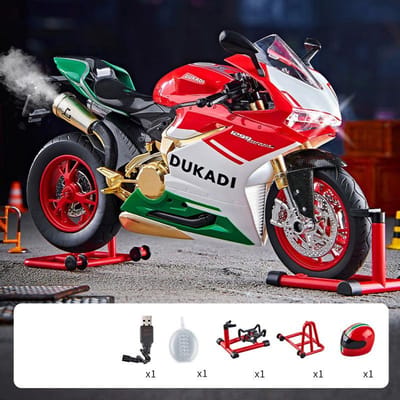 Sleutelstart 1:9 1199 Panigale Legering Sportmotor Model Diecast Baanrace Motorfiets Model Met Spuit Geluid Licht Kinder Speelgoed red