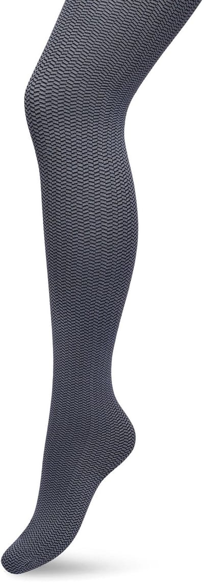 Bonnie Doon Dames Herringbone Panty 100 Denier Grijs maat S/M - Chique Panty - Streepjes Dessin - Brede Boord - Comfort - Herringbone Print - Gestreept - Little Herringbone Tights - Feestelijk - Castlerock - BP211908.169