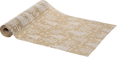 Atmosphera - Kerst thema diner tafelloper - beige/wit - 28 x 300 cm
