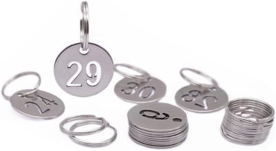 RVS Nummerlabels 23mm - 50 Stuks Sleutellabels met Ringen voor Nummering 1 tot 50, Perfect voor Organisatie en Identificatie