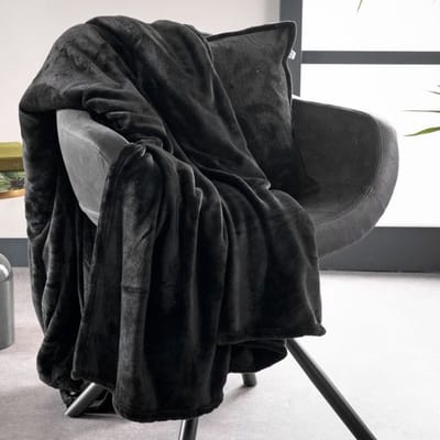 Dutch Decor - BILLY - Plaid 150x200 cm - flannel fleece - superzacht - Raven - zwart
