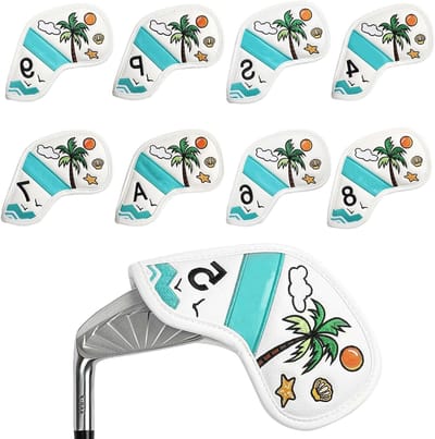 Golfclub Hoofddeksels - Golfijzer Hoezen - Golfuitrusting Beschermen - Tropisch Patroon Ontwerp - 9-delige Set - Multi