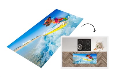 Keukenloper - Loper keuken - Hond - Bloemenslinger - Surfboard - Zomer - 120x50 cm - Keukenloper vinyl