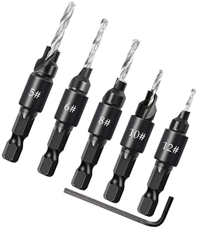Dailygoods- Verzinkboor Verstelbaar - Verzinkboorset - HSS 4241 - 5 Pack - Schroefgat Gereedschap - Precisiegaten maken - Boorset