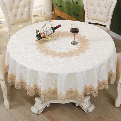 Licht luxe jacquard tafelkleed Kanten tafelkleed Waterdicht en oliebestendig salontafelkleed rond tafelkleed 120Round