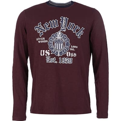 River Woods Custom Fit Round Neck T-shirt In Red Red Größe: M | Longsleeves Outlet | Herren | Rot