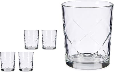 Vivalto Drinkglazen/waterglazen - 4 stuks - 400 ml - transparant - diamonds effect