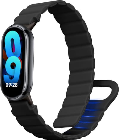 kwmobile sporthorloge band geschikt voor Xiaomi Mi Band 10 / Mi Band 9 / 8 bandje - Smartwatch of activity tracker polsband - Met magneetsluiting - In zwart