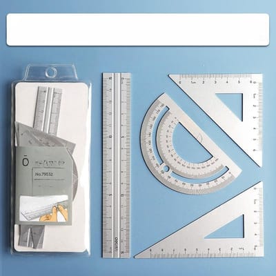 Règle en métal Deli pour l'école, le dessin, la mesure, le triangle, pour l'apprentissage des enfants, ensemble de règles droites à angle, accessoires de bureau
