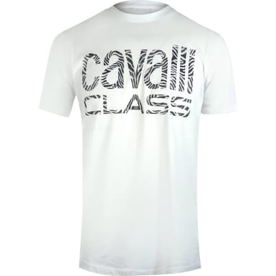Cavalli Class Opvallend Zebraprint Logo Wit T-shirt
