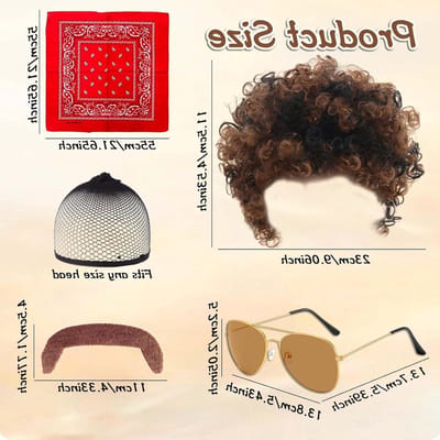 Afro Peruk voor Mannen en Vrouwen - 70s 80s Kostuum met Accessoires voor Carnaval, Disco en Halloween Feesten