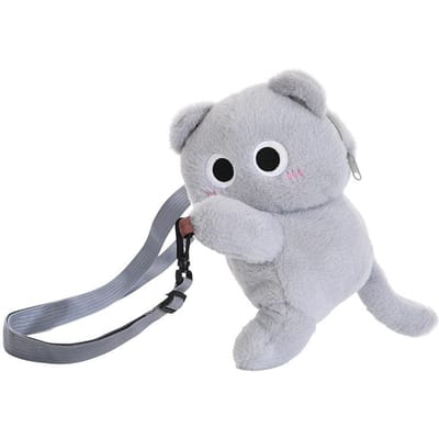 Schattige Pluche Kat Crossbody Tas Kawaii Zacht Liggende Houding Kitten Schoudertas Afneembare Riem Pluizig Verjaardagscadeau Leuke Auto Decoratie white