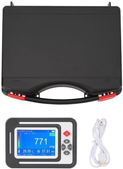 CO2 Detector - Luchtkwaliteit Meter - Binnenklimaat Bewaken - Hoge Nauwkeurigheid Infrarood - 3.5 Inch LCD - Wit